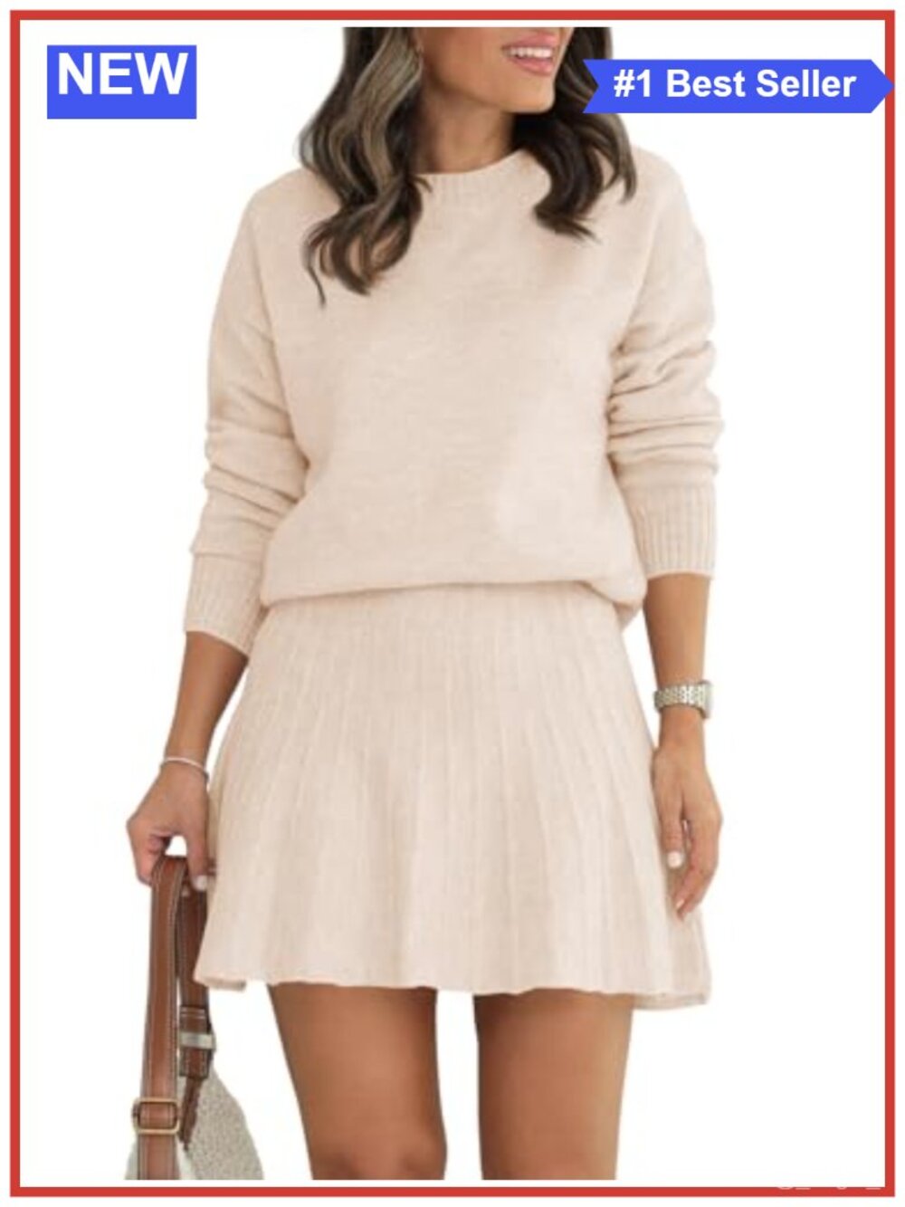 Women's 2 Piece Skirt Set Pullover Sweater Pleated Mini Skirt Knit Fall Winter